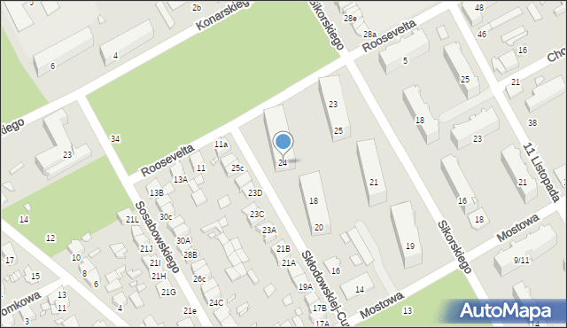 Żyrardów, Skłodowskiej-Curie Marii, 24, mapa Żyrardów