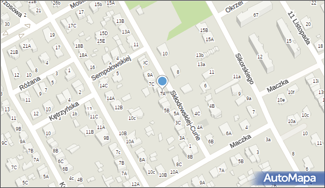 Żyrardów, Skłodowskiej-Curie Marii, 7A, mapa Żyrardów