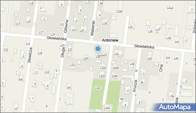 Antoniew, Słowiańska, 130, mapa Antoniew