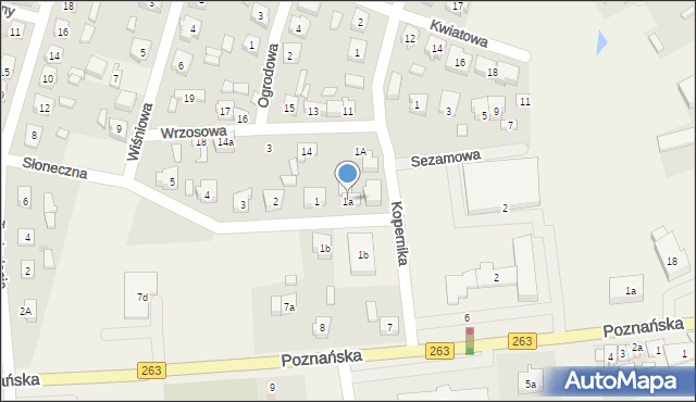 Babiak, Słoneczna, 1a, mapa Babiak