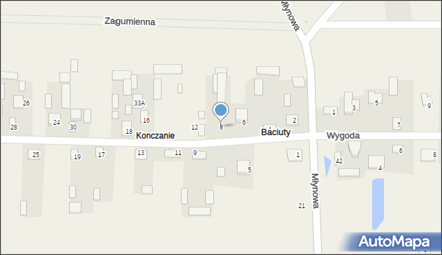 Baciuty, Słoneczna, 8, mapa Baciuty