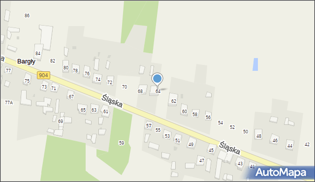 Bargły, Śląska, 64, mapa Bargły