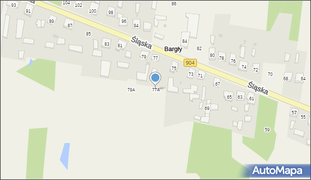 Bargły, Śląska, 77A, mapa Bargły