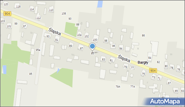 Bargły, Śląska, 85, mapa Bargły