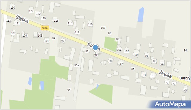 Bargły, Śląska, 91, mapa Bargły