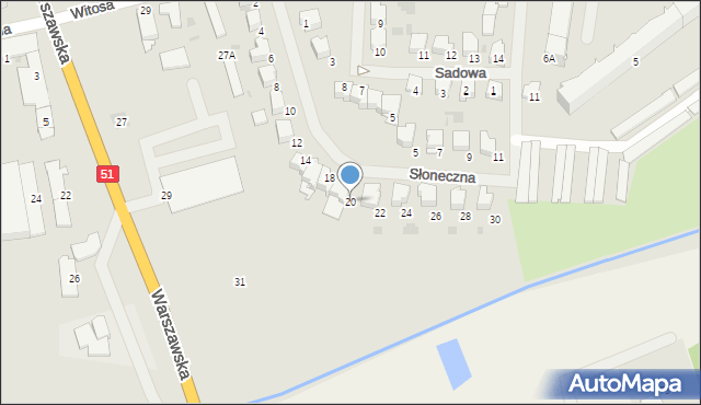 Bartoszyce, Słoneczna, 20, mapa Bartoszyce