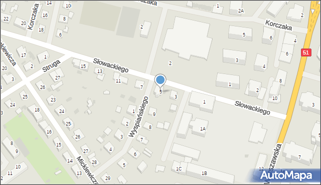 Bartoszyce, Słowackiego Juliusza, 5, mapa Bartoszyce