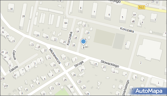 Bartoszyce, Słowackiego Juliusza, 6, mapa Bartoszyce