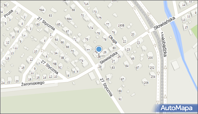 Będzin, Słowiańska, 28, mapa Będzin