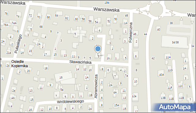 Biała Podlaska, Sławacińska, 3, mapa Białej Podlaskiej