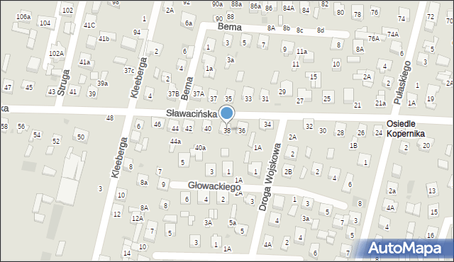 Biała Podlaska, Sławacińska, 38, mapa Białej Podlaskiej