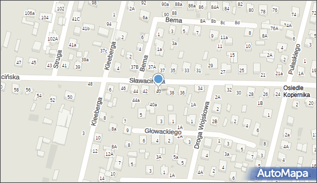 Biała Podlaska, Sławacińska, 40, mapa Białej Podlaskiej