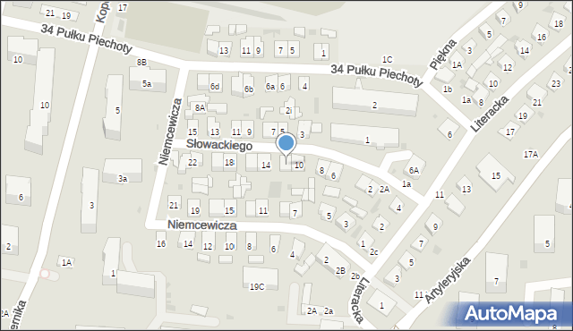 Biała Podlaska, Słowackiego Juliusza, 12, mapa Białej Podlaskiej