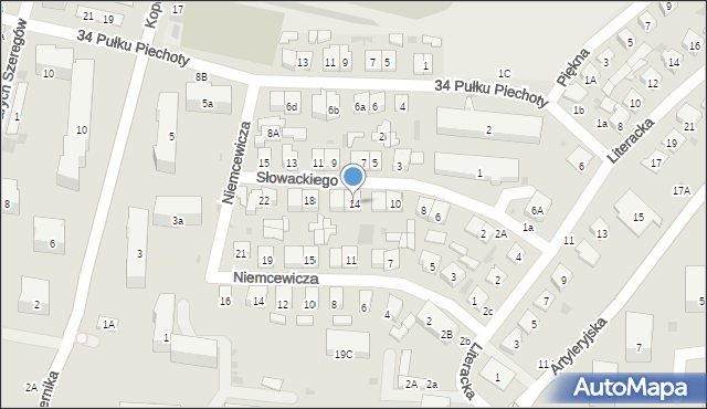 Biała Podlaska, Słowackiego Juliusza, 14, mapa Białej Podlaskiej