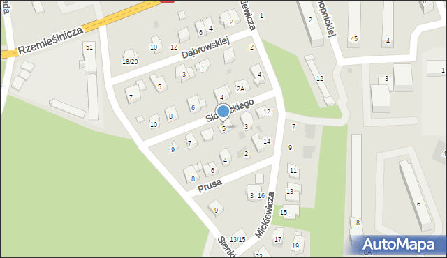 Białobrzegi, Słowackiego Juliusza, 5, mapa Białobrzegi