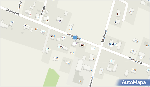 Białuń, Słoneczna, 114, mapa Białuń