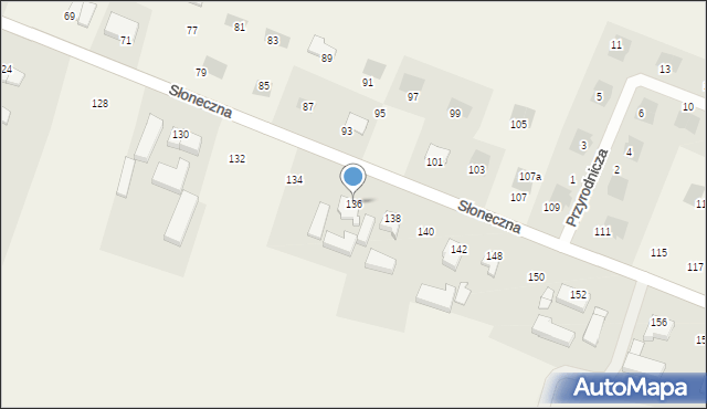 Białuń, Słoneczna, 136, mapa Białuń