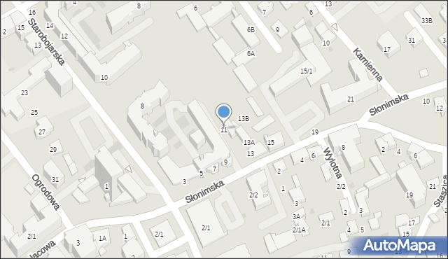 Białystok, Słonimska, 11, mapa Białegostoku