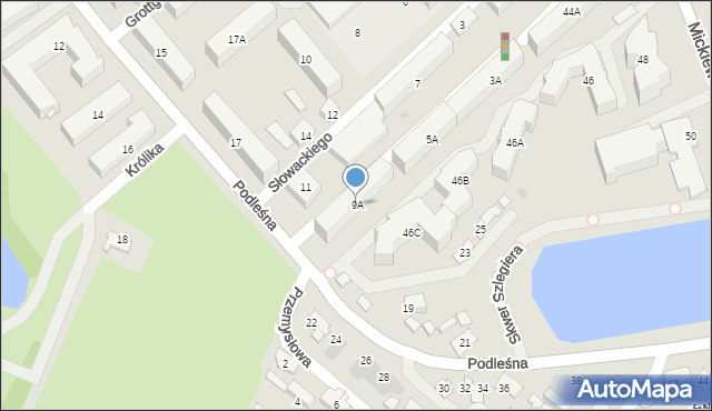 Białystok, Słowackiego Juliusza, 9A, mapa Białegostoku