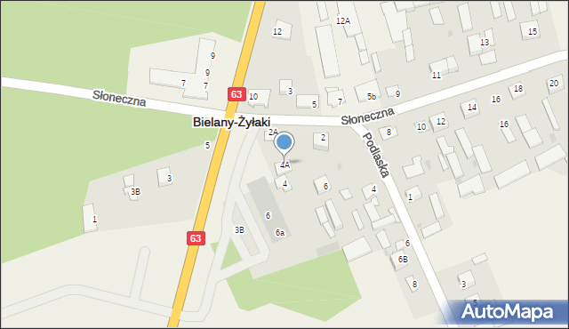 Bielany-Żyłaki, Słoneczna, 4A, mapa Bielany-Żyłaki