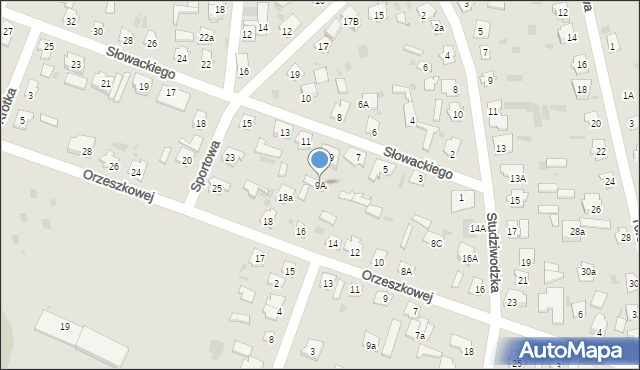 Bielsk Podlaski, Słowackiego Juliusza, 9A, mapa Bielsk Podlaski