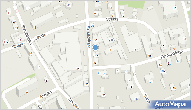 Bielsko-Biała, Słowackiego Juliusza, 34a, mapa Bielsko-Białej