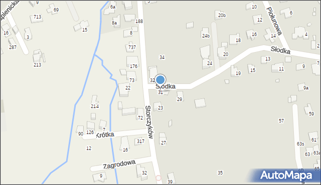 Bielsko-Biała, Słodka, 31, mapa Bielsko-Białej