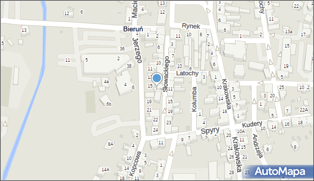 Bieruń, Słowackiego Juliusza, 16, mapa Bieruń