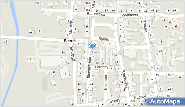 Bieruń, Słowackiego Juliusza, 3, mapa Bieruń