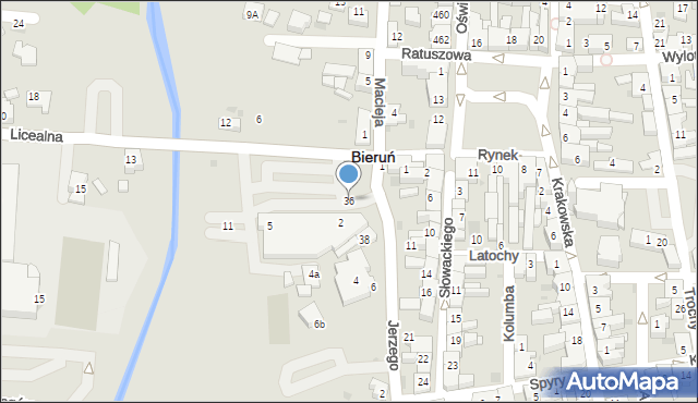 Bieruń, Słowackiego Juliusza, 36, mapa Bieruń