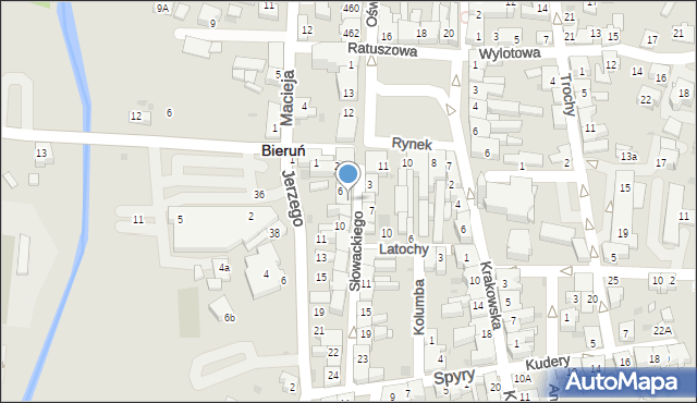 Bieruń, Słowackiego Juliusza, 6, mapa Bieruń