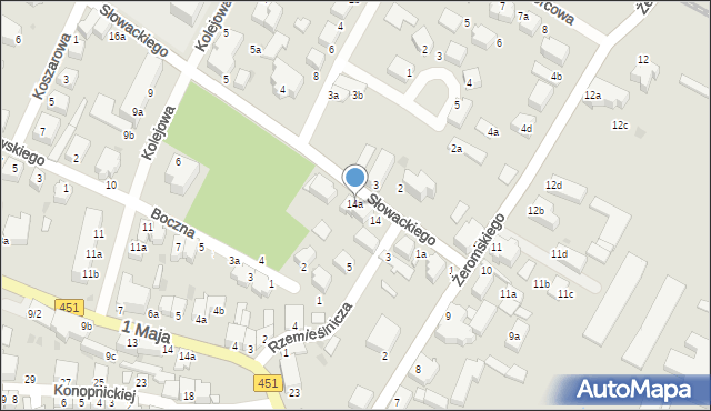 Bierutów, Słowackiego Juliusza, 14a, mapa Bierutów