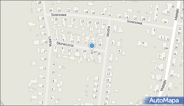 Biskupiec, Słoneczna, 22, mapa Biskupiec