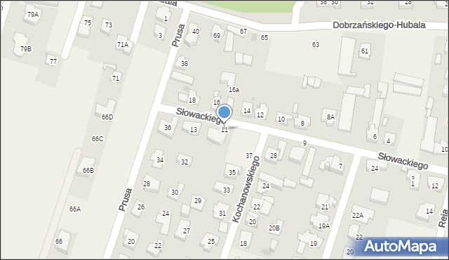 Blizne Jasińskiego, Słowackiego Juliusza, 11, mapa Blizne Jasińskiego