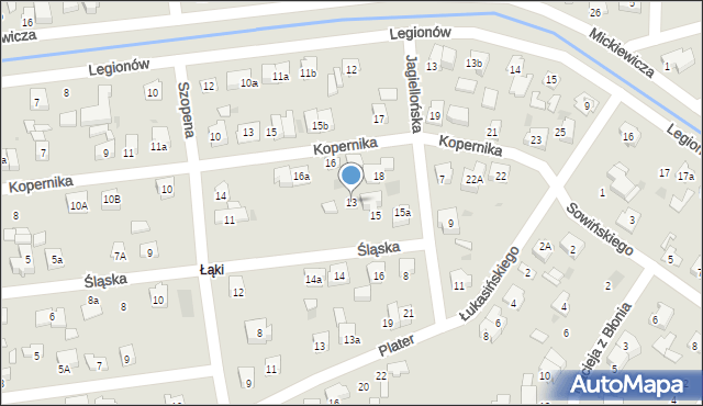 Błonie, Śląska, 13, mapa Błonie