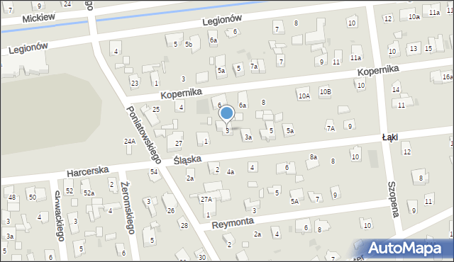 Błonie, Śląska, 3, mapa Błonie