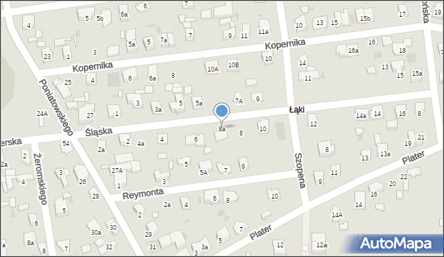 Błonie, Śląska, 8a, mapa Błonie