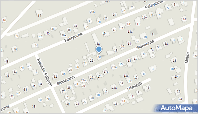 Błonie, Słoneczna, 20, mapa Błonie