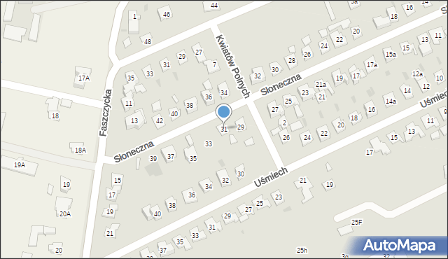 Błonie, Słoneczna, 31, mapa Błonie
