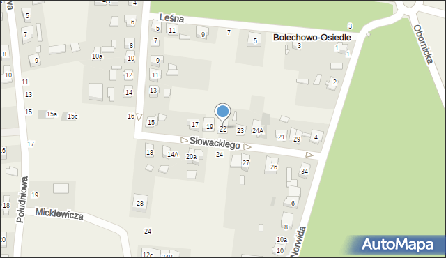 Bolechowo-Osiedle, Słowackiego Juliusza, 22, mapa Bolechowo-Osiedle
