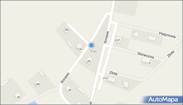 Borawe, Słoneczna, 95d, mapa Borawe