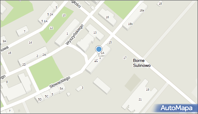 Borne Sulinowo, Słowackiego Juliusza, 1B, mapa Borne Sulinowo
