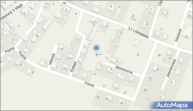 Borów, Słoneczna, 8, mapa Borów