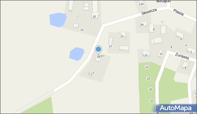 Borzęcin, Słowicza, 15, mapa Borzęcin