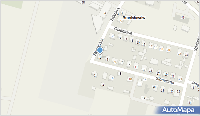 Bronisławów, Słoneczna, 1, mapa Bronisławów