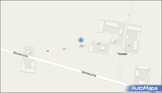 Broszków, Słoneczna, 103, mapa Broszków