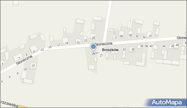 Broszków, Słoneczna, 26, mapa Broszków