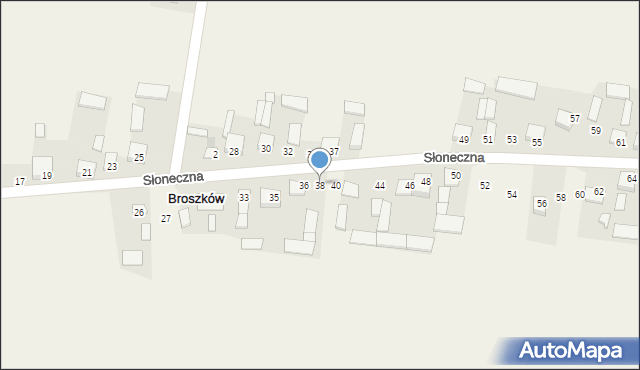 Broszków, Słoneczna, 38, mapa Broszków