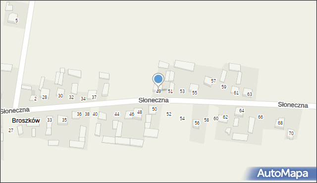 Broszków, Słoneczna, 49, mapa Broszków