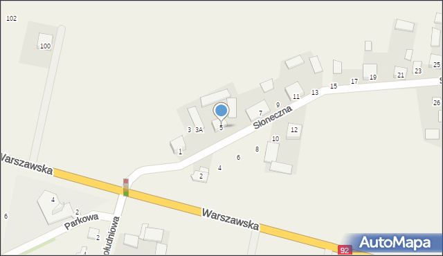 Broszków, Słoneczna, 5, mapa Broszków